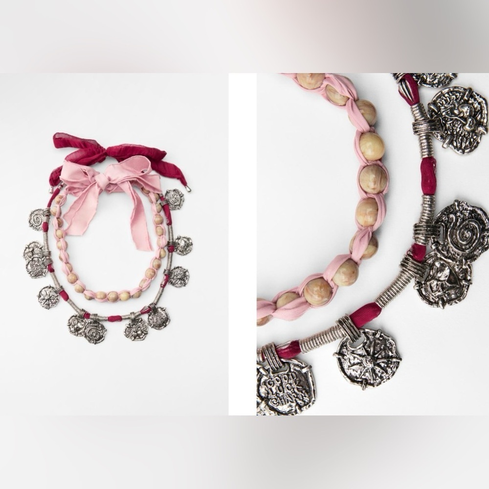 Zara PACK OF 2 WOVEN NECKLACES WITH METAL PIECES - Picture 5 of 5